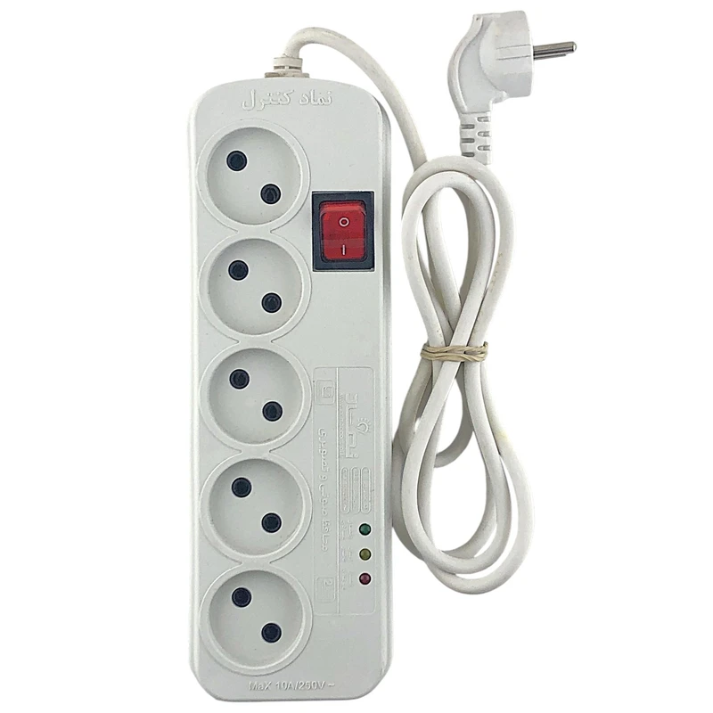 محافظ ولتاژ نماد کنترل 5 خانه مخصوص صوتی و تصویری 10A-2500VA ضمانت تا 1406/12 استاندارد